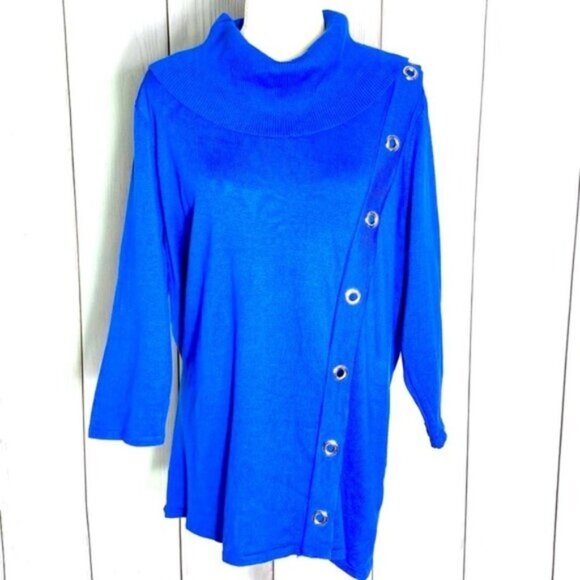 Woman's Royal Blue Long Sleeve Sweater Top - Picture 1 of 3